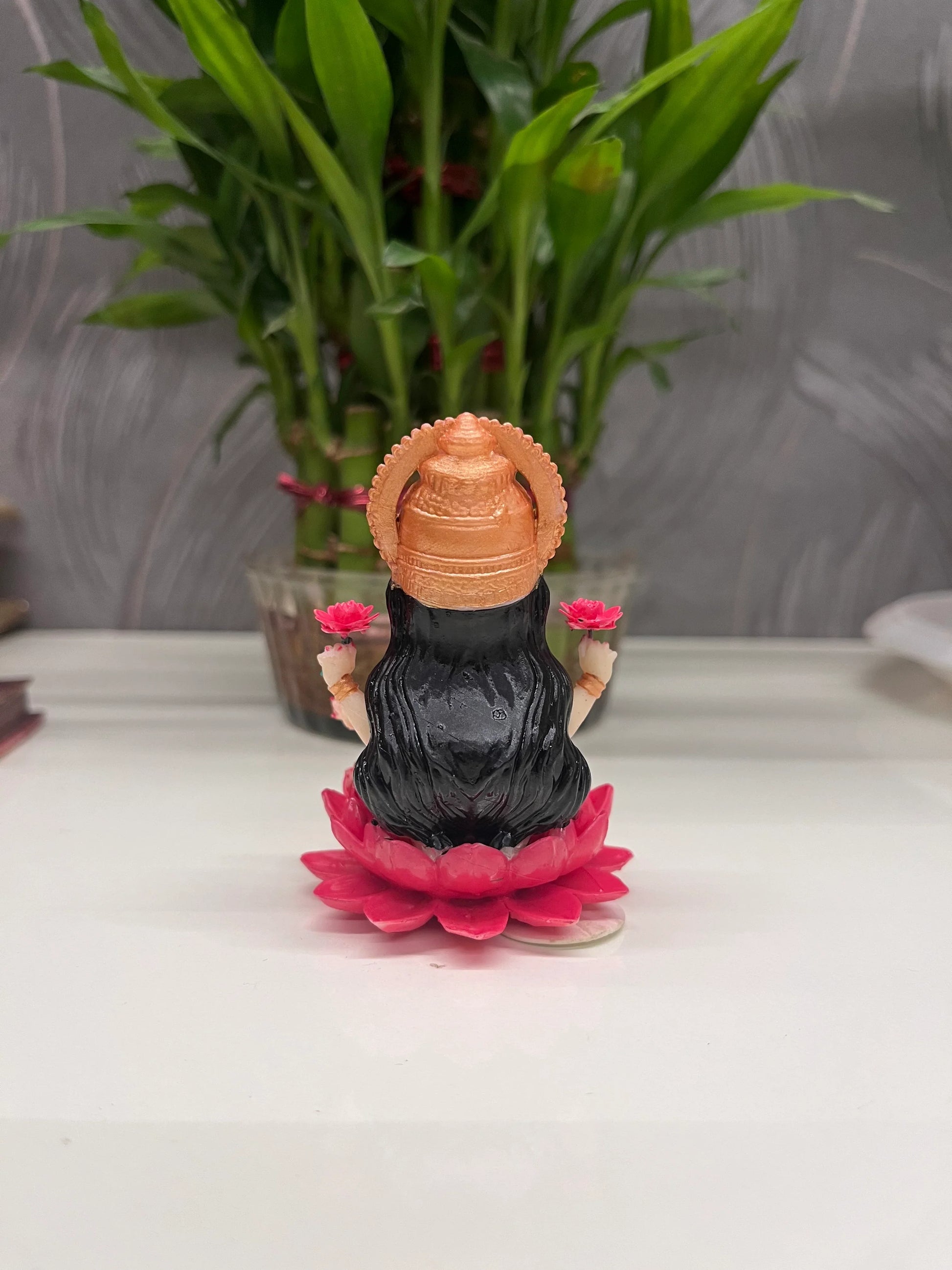 3D Printed Goddess Lakshmi Idol – Lotus Base | Home & Car Dashboard Decor | Zeeneeds Exclusive - Zeeneeds