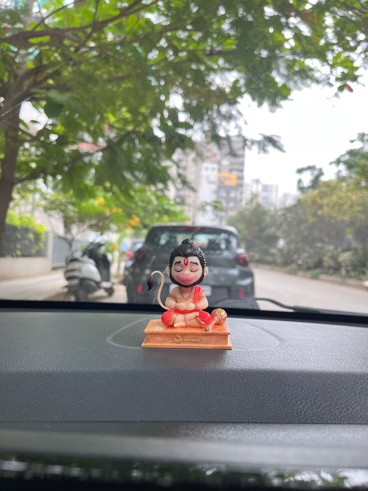 Peaceful Meditating Hanuman Murti | Bajrangbali Idol for Car Dashboard, Home & Yoga Studio | by Zeeneeds - Zeeneeds